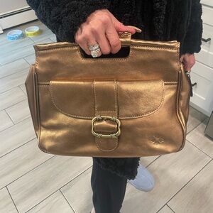 Metallic Bronze Women's Top-Handle Bag